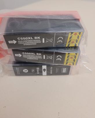 3 cartucce nere per canon 550 xl 