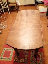 Tavolo rotondo pieghevole rustico restaurato