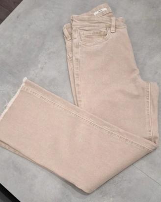 Pantalone Mango a Zampa Beige- Vita alta