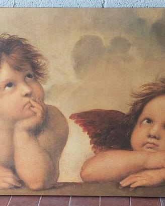 stampa su legno, angioletti di Raffaello
