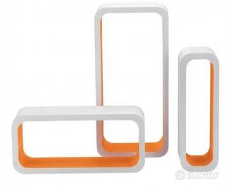 Set 3 mensole pensili bianco arancione design