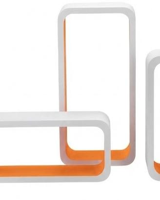 Set 3 mensole pensili bianco arancione design