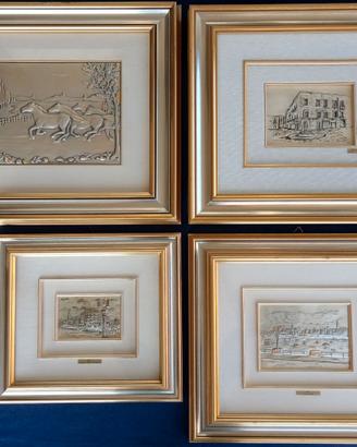 Lotto 4 incisioni lamina d'argento, Bari