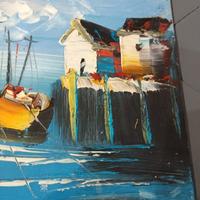 Dipinto ad olio con raffigurazione Barca in mare