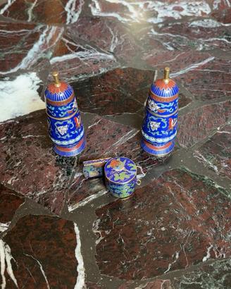 Set 3 oggetti decorativi cloisonné smaltati