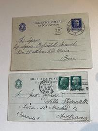 Coppia biglietti postali regno d’Italia fascista