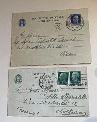 Coppia biglietti postali regno d’Italia fascista