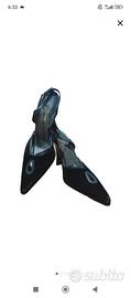 Vintage Gianni Versace Black Suede Slingback Heels