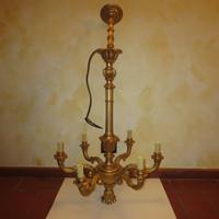 Lampadario antico legno dorato fine 800