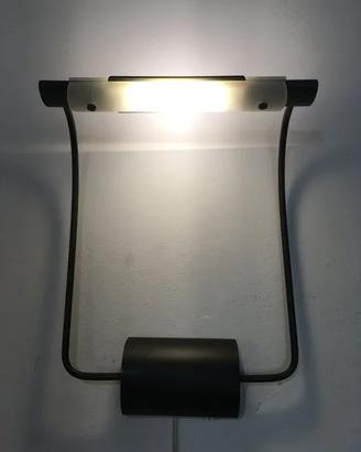 Lampada parete metallo nero vetri satinati