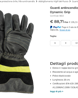 Guanto antincendio per Vigili del Fuoco Dynamic Gr