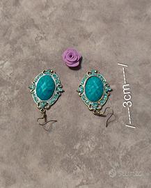 Orecchini Pendenti Vintage con Castone Ovale Turch
