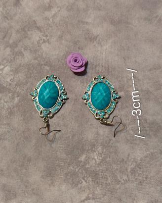 Orecchini Pendenti Vintage con Castone Ovale Turch