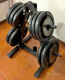 Attrezzatura palestra pesi dischi ghisa bilanciere