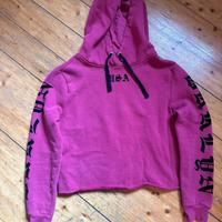 Felpa corta felpata all’interno fucsia