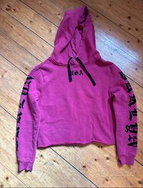 Felpa corta felpata all’interno fucsia