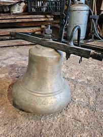 Grande campana antica inglese in bronzo/ottone