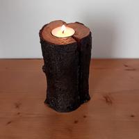 Porta candele in legno grezzo