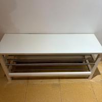 Mensola con vano per scarpe, bianco, 108x34x50