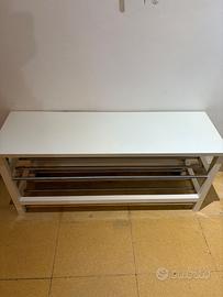 Mensola con vano per scarpe, bianco, 108x34x50