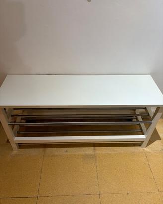 Mensola con vano per scarpe, bianco, 108x34x50