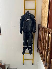 Tuta moto in pelle  Alpinestars nera e bianca