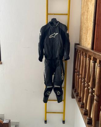Tuta moto in pelle  Alpinestars nera e bianca