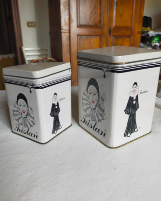Scatole latta e sotto-tazze vintage Tristan