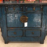 Antica Credenza Nobiliare Cinese in lacca blu