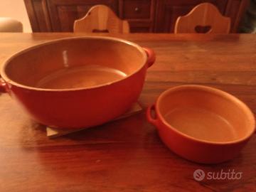 set tegame in terracotta grande e 3 Piccoli 