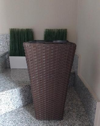 Vaso alto fioriera poly-rattan da interno/esterno