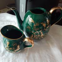 Antica teiera e lattiera , verde  Lucchesi.