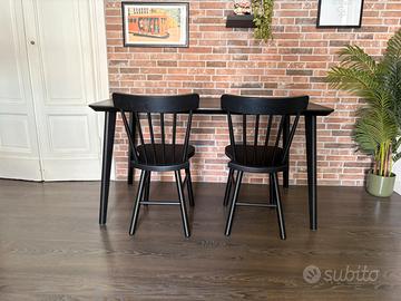 Tavolo nero ikea da pranzo Lisabo + 2 sedie nere