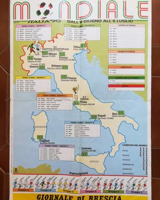 Poster Mondiale Italia 90 Giornale Brescia UNICO