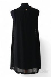 Vestitino tg. S nero smanicato, collo decorato