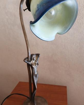 lampada Art Nouveau / liberty in bronzo e vetro