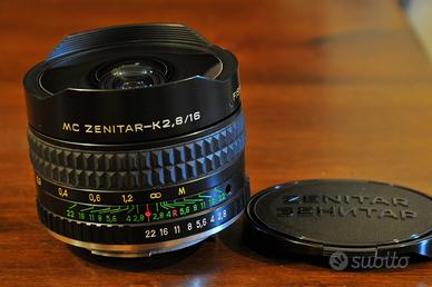 Zenitar 16mm f2.8 fisheye per Pentax K,fuoco M