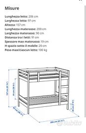 Letto castello ikea nuovo bianco