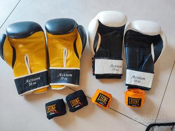 Guantoni Leone originali e polsini per box.