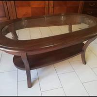 tavolino noce vetro