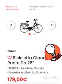 Bicicletta donna 26” (nuova)