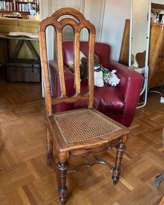 12 sedie antiche fine 800 con seduta in paglia