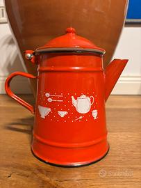 Teiera rossa smaltata vintage