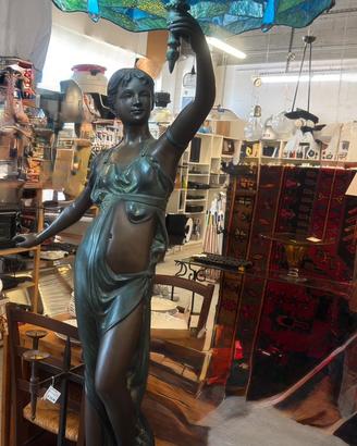 Statua lampada Art Nouveau stile Tiffany ninfa