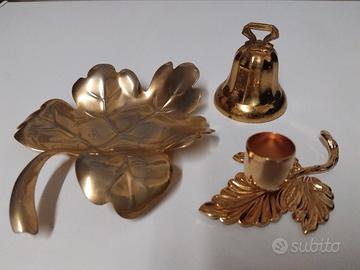 VECCHI OGGETTI IN OTTONE DORATO VINTAGE 