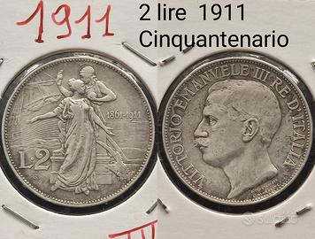 2 lire 1911 Cinquantenario 
