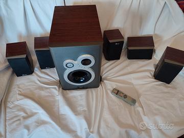 Sub Woofer Amplificato kevler con 5 casse 