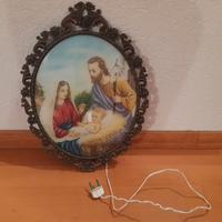 Quadro cornice ovale con stampa Sacra famiglia