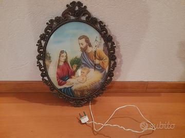 Quadro cornice ovale con stampa Sacra famiglia