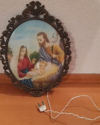 Quadro cornice ovale con stampa Sacra famiglia